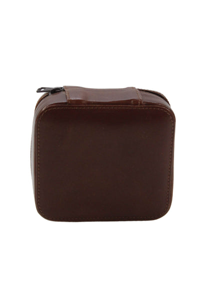Tardini Mens Leather Structured Zippered Pouch Wallet Brown