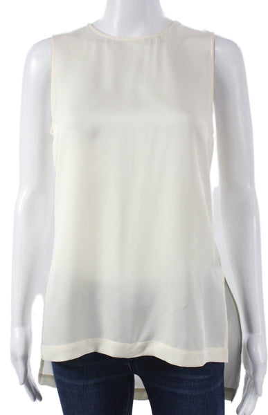 Theory Womens Silk Ivory Tunic Blouse Sleeveless Round Neck Petite Size XS