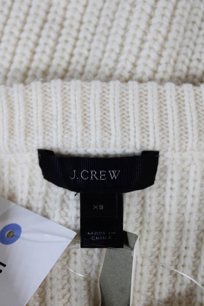 J Crew Women Pullover Sweater Ivory Cotton Crew Neck Long Sleeve Size XS