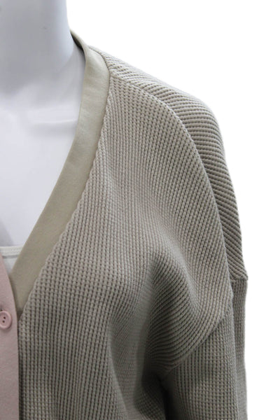 ONIA Womens Cardigan Pink V-Neck Cotton Long Sleeve Size S