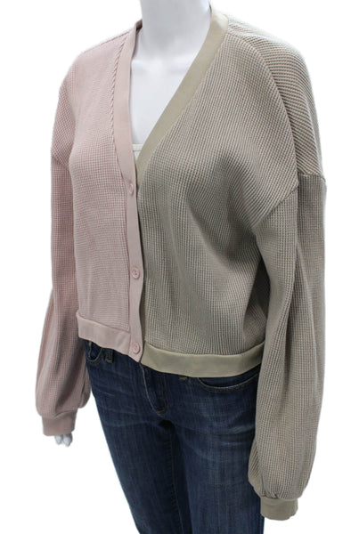 ONIA Womens Cardigan Pink V-Neck Cotton Long Sleeve Size S