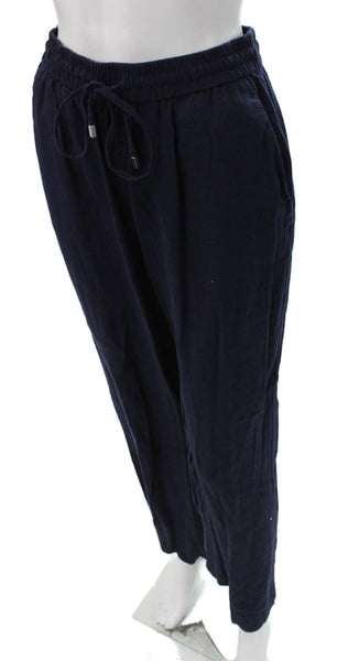 Zara Women Jogger Pants Blue Linen Blend Drawstring Size S