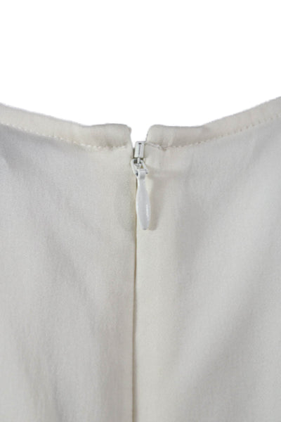Theory Womens Silk Ivory Tunic Blouse Sleeveless Round Neck Petite Size XS