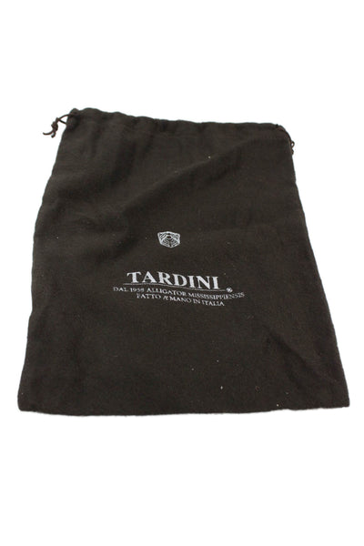Tardini Mens Leather Structured Zippered Pouch Wallet Brown