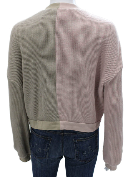ONIA Womens Cardigan Pink V-Neck Cotton Long Sleeve Size S