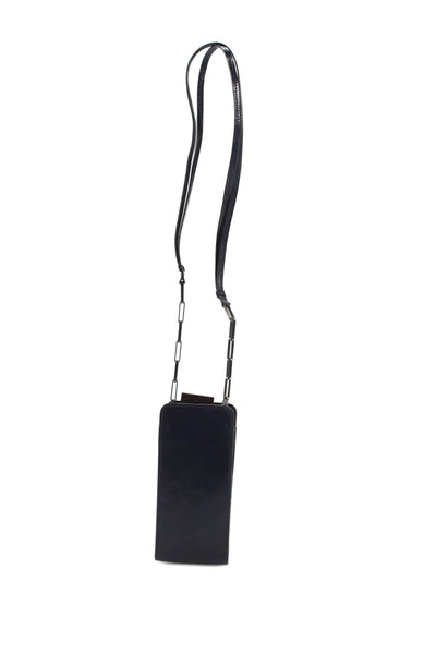 Tardini Womens Leather Chain Detail Pouch Wallet Dark Blue