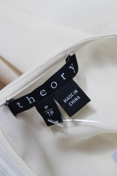 Theory Womens Silk Ivory Tunic Blouse Sleeveless Round Neck Petite Size XS