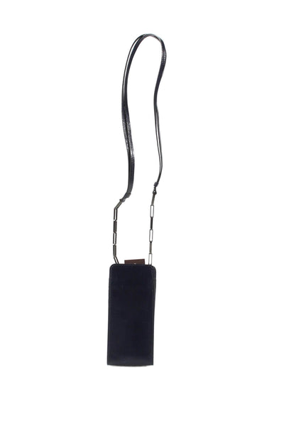 Tardini Womens Leather Chain Detail Pouch Wallet Dark Blue