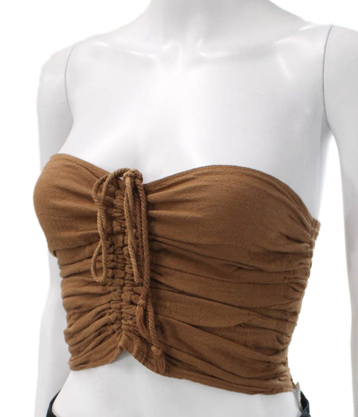 D'Artemide Women Cropped Tank Brown Cotton Square Neck Size One Size