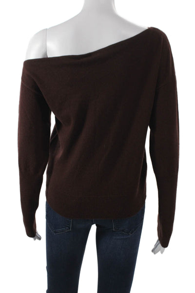 CeCe Womens Merino Wool Pullover Sweater Brown Boat Neck 3/4 Sleeve Size XS