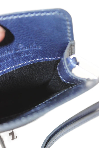 Tardini Womens Leather Chain Detail Pouch Wallet Dark Blue