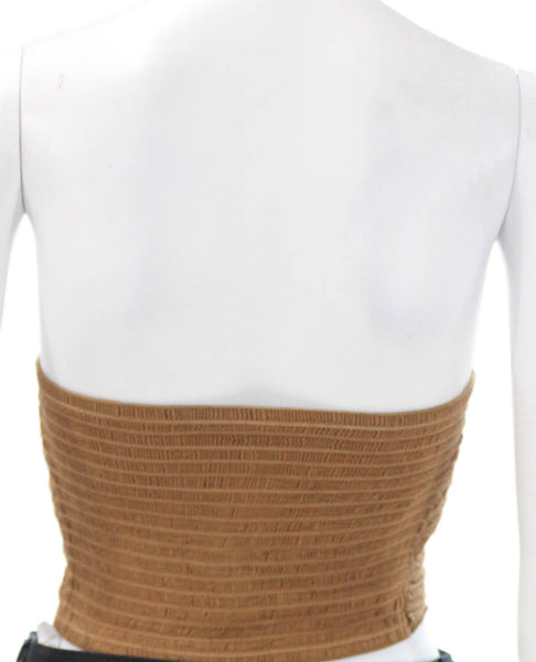 D'Artemide Women Cropped Tank Brown Cotton Square Neck Size One Size