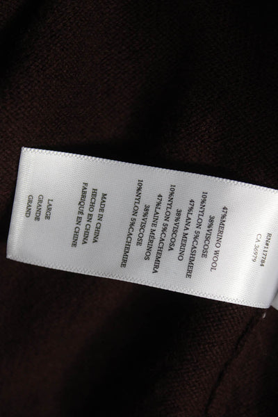 CeCe Womens Merino Wool Pullover Sweater Brown Boat Neck 3/4 Sleeve Size XS