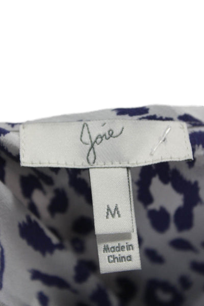 Joie Womens Blue Silk Animal Print Scoop Neck Sleeveless Basic Tank Size M
