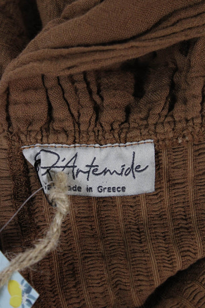 D'Artemide Women Cropped Tank Brown Cotton Square Neck Size One Size