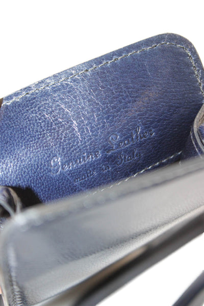 Tardini Womens Leather Chain Detail Pouch Wallet Dark Blue