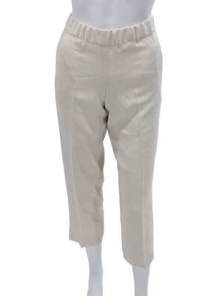 Index Womens Cropped Pants Beige Triacetate Pull On Inseam 24 Size 28