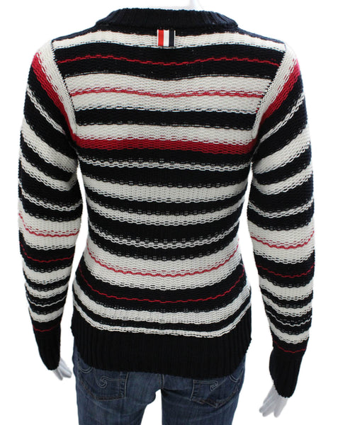 Thom Browne Womens Striped Multicolor Pullover Sweater Long Sleeve Size S
