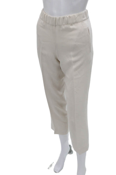 Index Womens Cropped Pants Beige Triacetate Pull On Inseam 24 Size 28