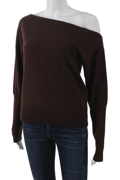 Madewell Women Brown Merino Wool Boat Neck Long Sleeve Pullover Sweater Size XS