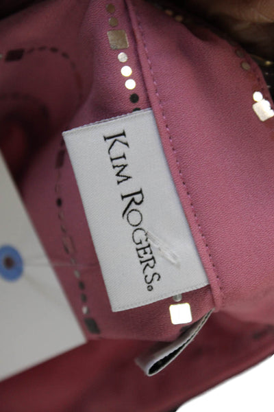 Kim Rogers Women Pink Striped Collared Button-Up Long Sleeve Top Size XL