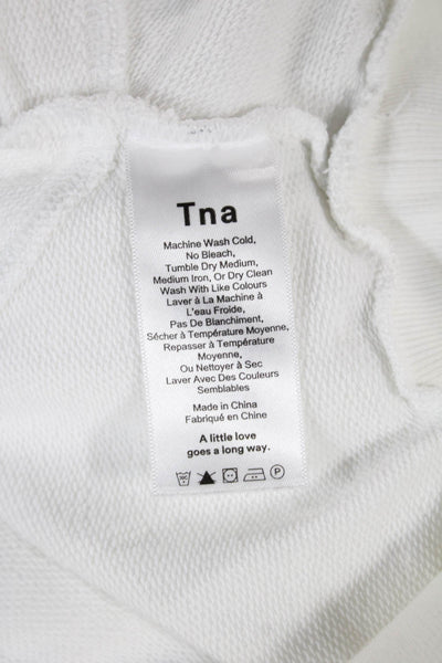 TNA Women Pullover Sweatshirt White Cotton Blend Crew Neck Long Sleeve Size S