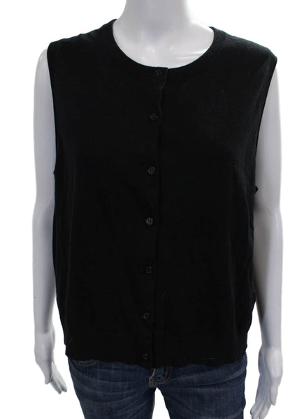 La Ligne Women Sweater Vest Black Cotton Crewneck Sleeveless Size XL