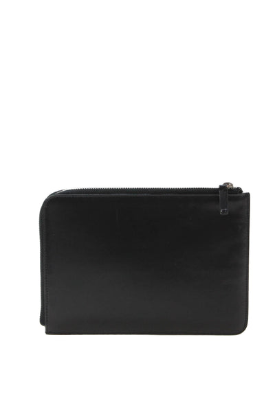 Tardini Womens Zippered Flat Pouch Wallet Black