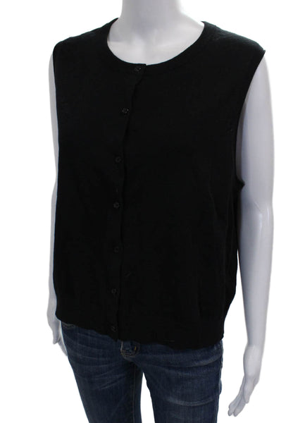 La Ligne Women Sweater Vest Black Cotton Crewneck Sleeveless Size XL