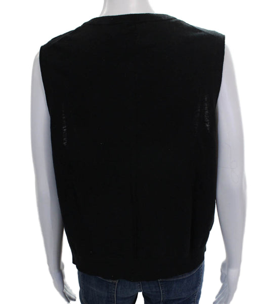 La Ligne Women Sweater Vest Black Cotton Crewneck Sleeveless Size XL