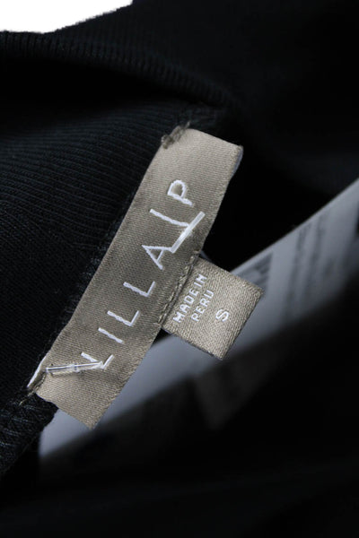 Lilla P Womens Basic Cotton Mock Neck 3/4 Sleeve T-Shirt Black Size S