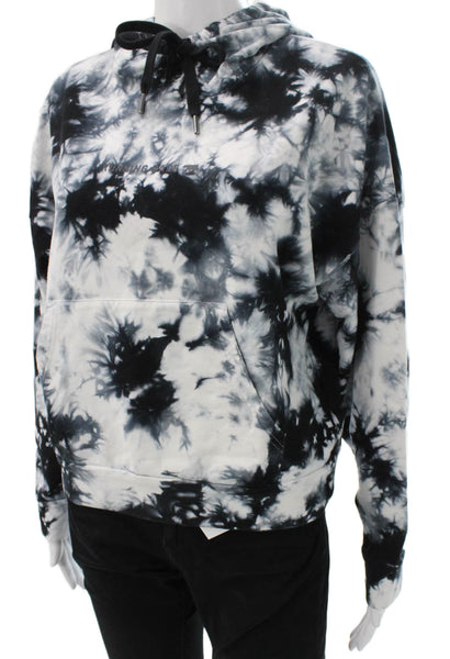 Running Bare Womens Black Tie Dye Cotton Pullover Hoodie Long Sleeve Size 8