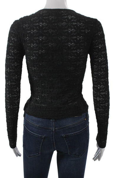 Rails Womens Cotton Geometric Cardigan Black Long Sleeve Round Neck Size 2XS