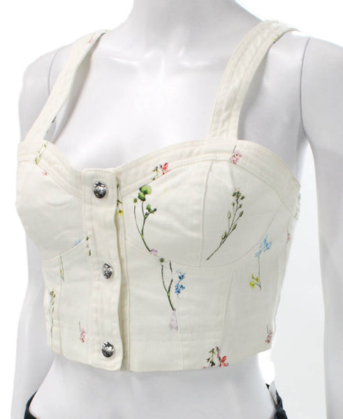 Parker Women Cropped Tank White Floral Sweetheart Size S