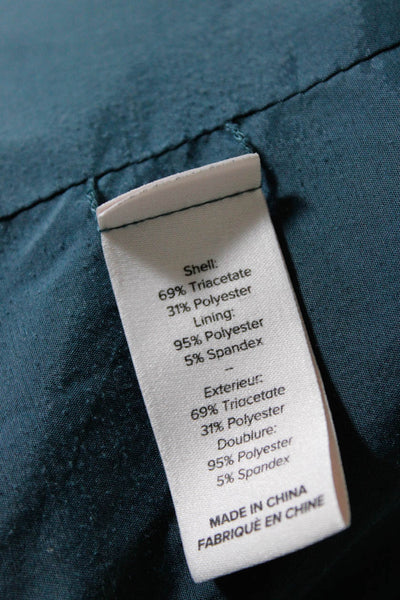 Cinq A Sept Women's Silk One Button Collared Blazer Jacket Green Size 00