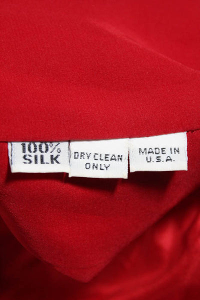 Carolina Herrera Red Pleated Shoulder Long Sleeve Gathered Skirt Dress Size 12