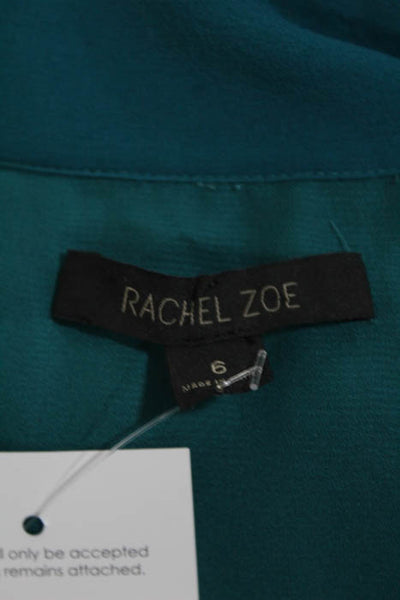 Rachel Zoe Green Tie Neck Long Sleeve Button Down Dress Size 6