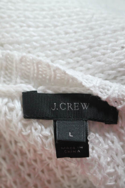 J Crew New White Linen Short Sleeve Tassel Hem Sweater Size Large