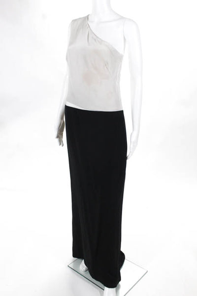 KaufmanFranco Black Gray Mesh One Shoulder Maia Gown Size 6 $2900 10298768
