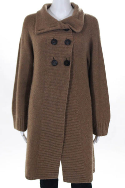Pure Collection Brown Wool Long Sleeve Double Breasted Cardigan Size Medium