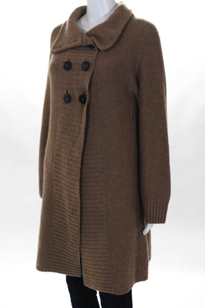 Pure Collection Brown Wool Long Sleeve Double Breasted Cardigan Size Medium