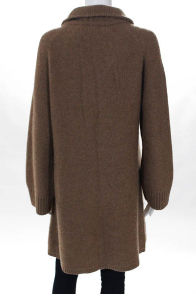 Pure Collection Brown Wool Long Sleeve Double Breasted Cardigan Size Medium