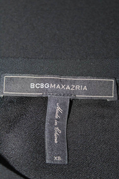 BCBG Max Azria Black Crew Neck Slit Shoulder Open Back Top Size Extra Small