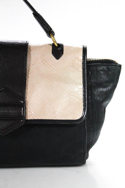 Marc By Marc Jacobs Purple Blue Beige Embossed Leather Crossbody Satchel
