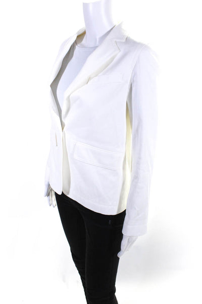 Vince Womens Single Button Notched Lapel Blazer Jacket White Cotton Size 2
