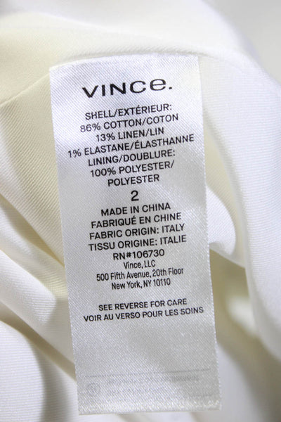 Vince Womens Single Button Notched Lapel Blazer Jacket White Cotton Size 2