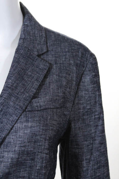 Theory Rinsed Wash Linen Collared Blazer Straight Leg Pant Suit Size 12