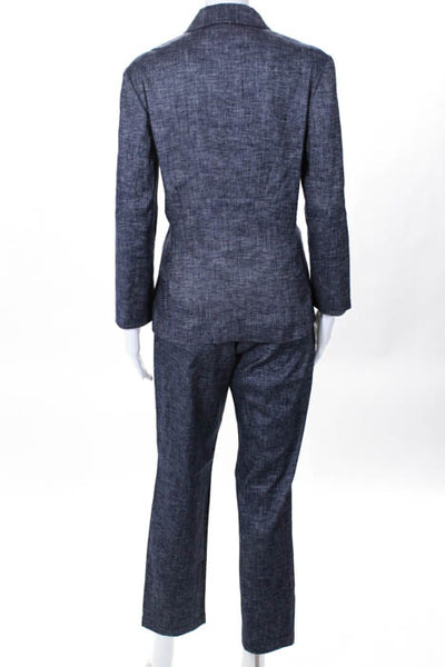 Theory Rinsed Wash Linen Collared Blazer Straight Leg Pant Suit Size 12