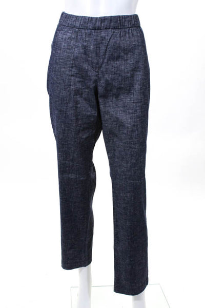 Theory Rinsed Wash Linen Collared Blazer Straight Leg Pant Suit Size 12
