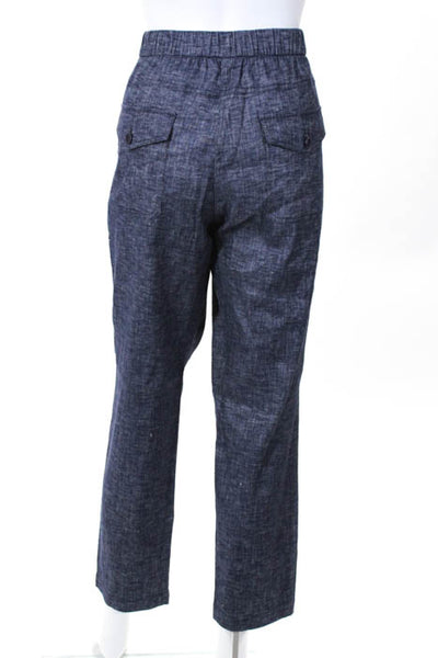 Theory Rinsed Wash Linen Collared Blazer Straight Leg Pant Suit Size 12
